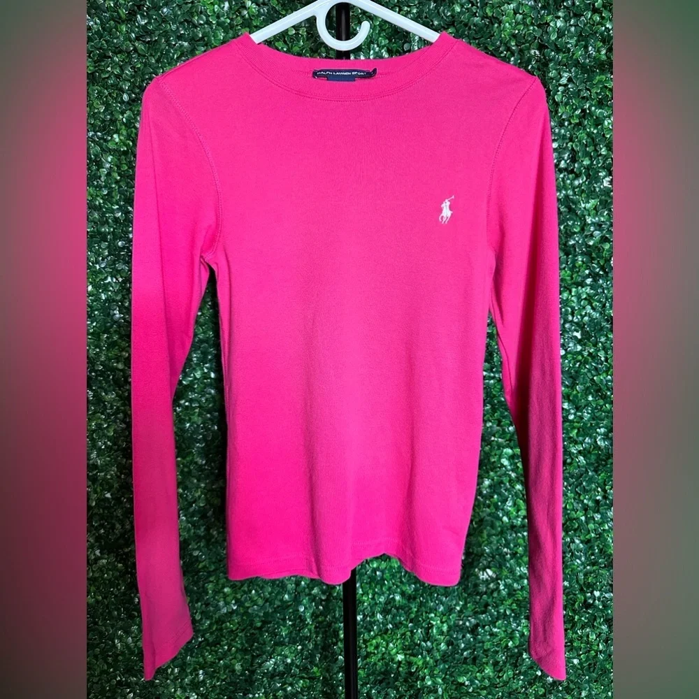 Ralph Lauren Girl’s Large Cotton Sport Long Sleeve Pink Shirt